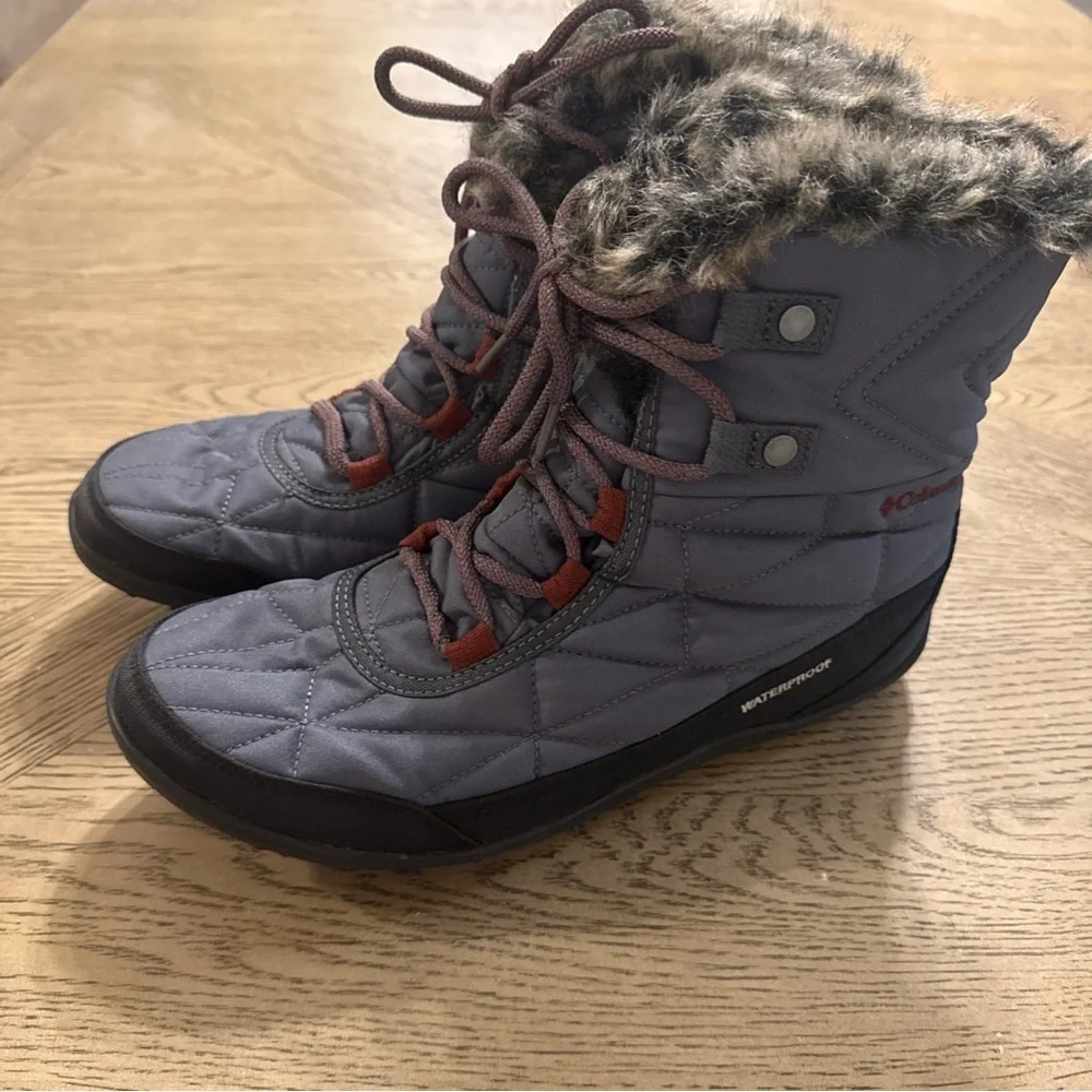 New Columbia Minx Shorty III Boots Winter Quilted Green Fur lined Sz US 10.5